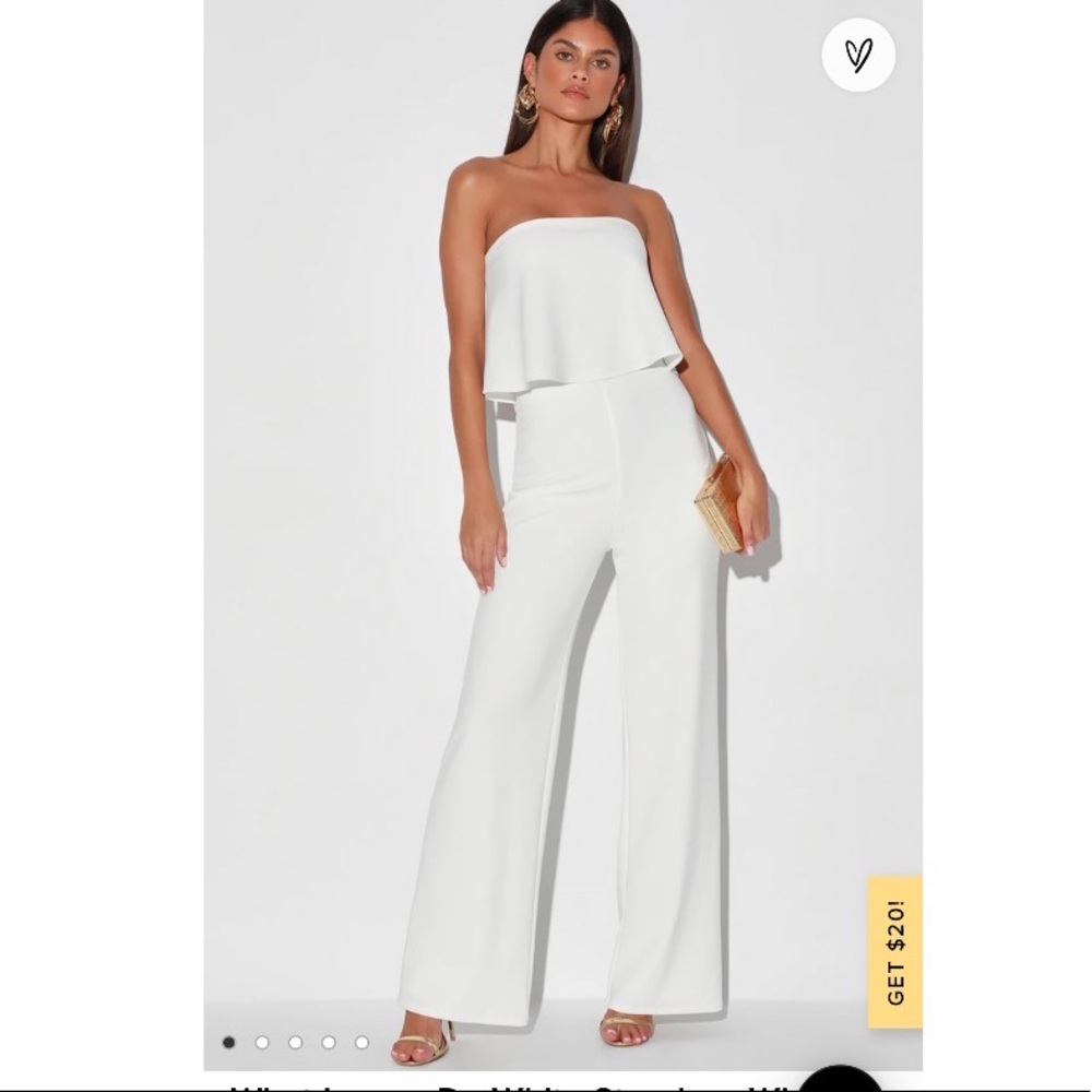 Lulu’s what lovers do strapless wide leg jumpsuit